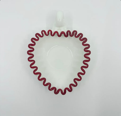 Vintage Mini 'Ruby Red Crest' Heart Shaped Bowl in 'Milk White' image 0