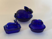 Vintage 'Bunny on Nest' in Cobalt image 2
