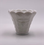 Vintage 'Paneled Grape' Flat Flower Pot in 'Milk Glass' image 0