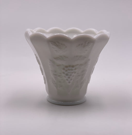 Vintage 'Paneled Grape' Flat Flower Pot in 'Milk Glass' image 0