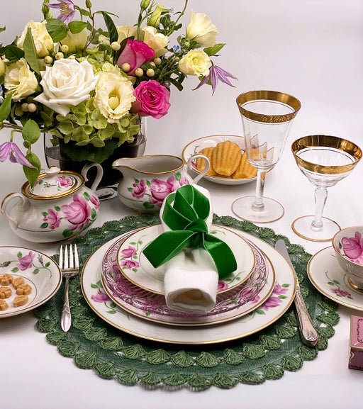 Vintage Kirk China in 'Hand-Painted' Pink Roses - 52 Piece Set (Serves 8) image 1