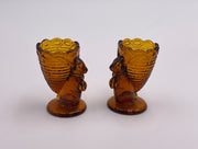 Vintage Set of (2) 'Amber' Bunny Rabbit Toothpick Holders (Egg Cups image 0