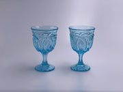 Vintage 'Double Wedding Ring' Light Blue Wine Glass image 0
