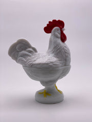 Vintage 'Rooster' Covered Dish' in 'Milk Glass' image 0