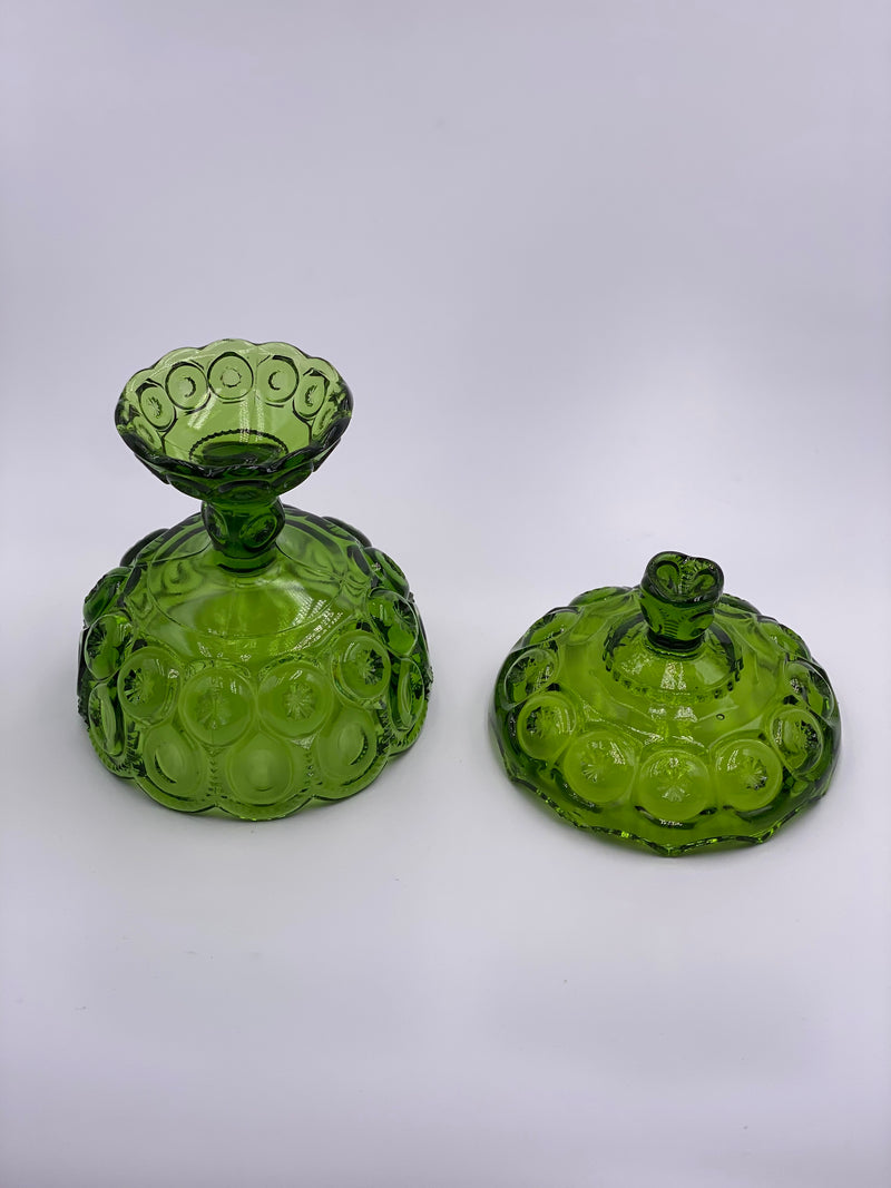 Vintage 'Moon & Stars' Covered Compote in 'Green' image 2