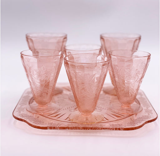 Vintage 'Poinsettia' Tumblers & Tray in 'Pink' (Set) image 0