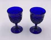 Vintage 'Double Wedding Ring' Cobalt Goblet image 0