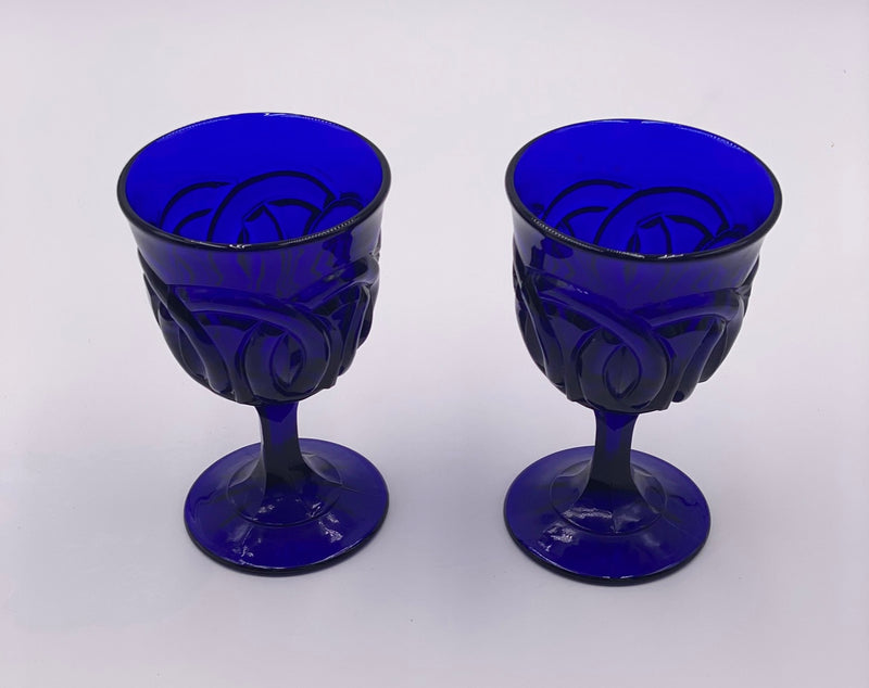 Vintage 'Double Wedding Ring' Cobalt Goblet image 0