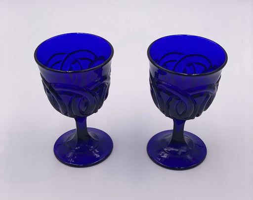 Vintage 'Double Wedding Ring' Cobalt Goblet image 0