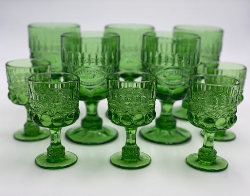 Vintage 'Eye Winker' Green Wine Glass image 1