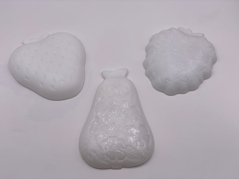 Trio of Vintage Fruit Plates in 'Milk Glass' (Set of 3) image 2