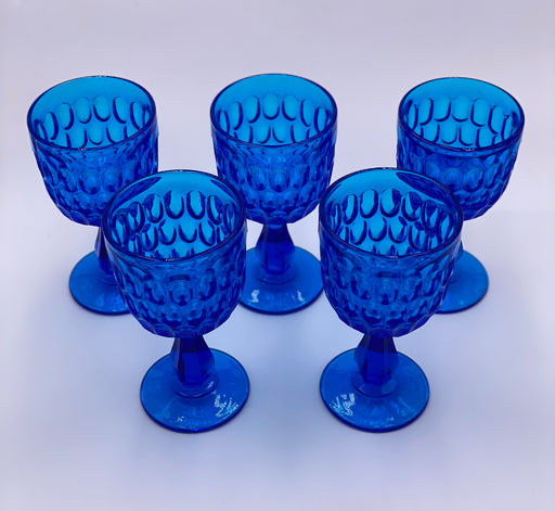 Vintage 'Thumbprint' Colonial Blue Goblet image 1