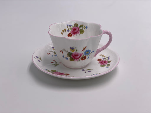 Vintage 'Rose & Red Daisy' Teacup & Saucer image 0