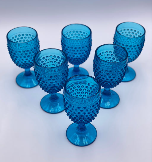 Vintage 'Hobnail' Aqua Blue Goblets (Set of 6) image 0