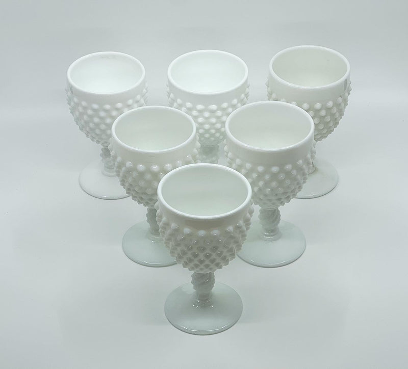 Vintage 'Hobnail' Milk Glass Goblet image 0