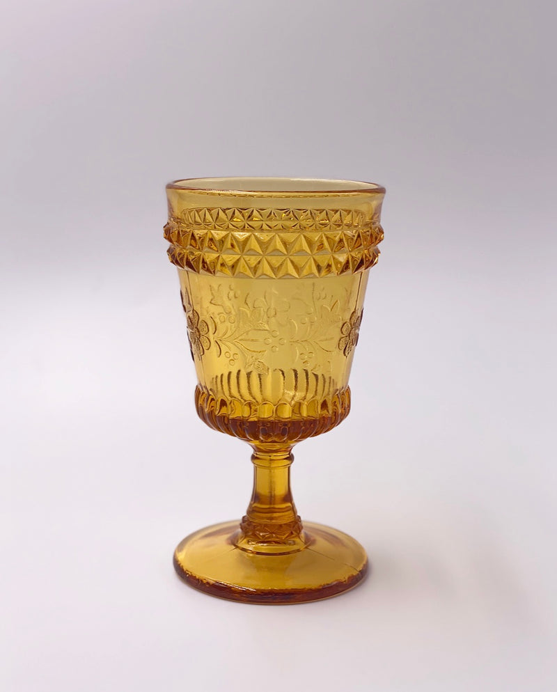 Vintage 'Wildflower' Amber Goblet image 4
