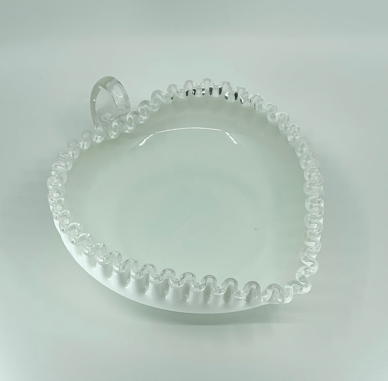 Vintage 'Silver Crest' Heart Shaped Bowl in 'Milk White' image 0