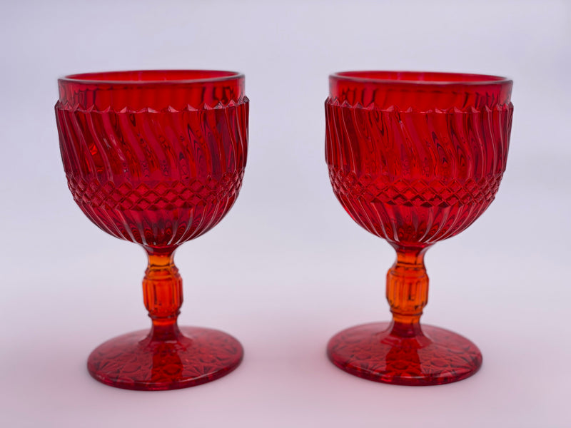 Vintage 'Jersey Swirl' Goblet in 'Amberina' image 0