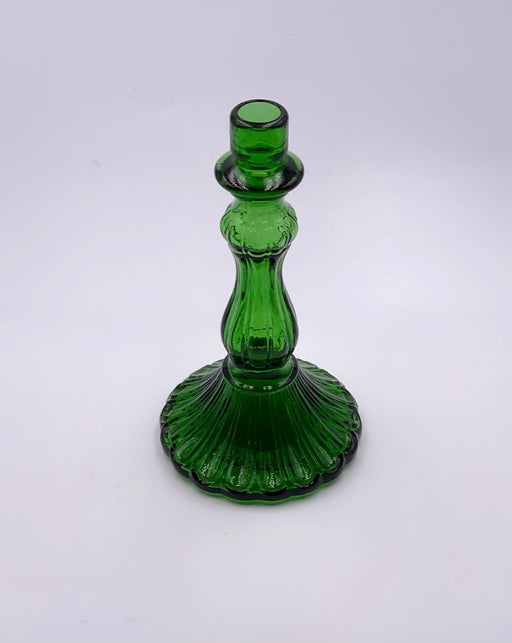 Vintage Glass Candlestick in 'Green' image 1