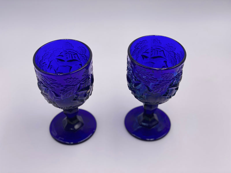 Vintage 'Wild Rose' Goblet in 'Cobalt' image 1