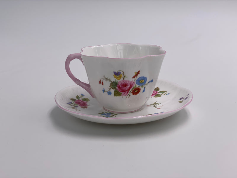 Vintage 'Rose & Red Daisy' Teacup & Saucer image 1