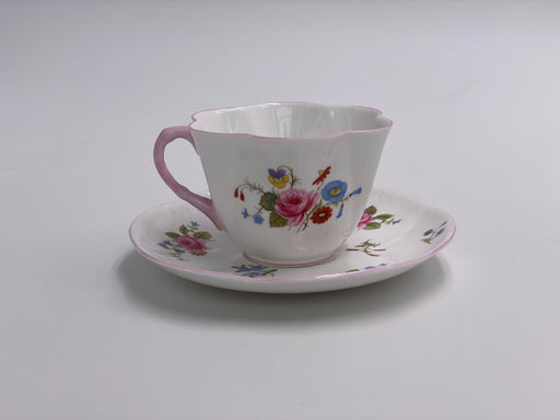 Vintage 'Rose & Red Daisy' Teacup & Saucer image 1