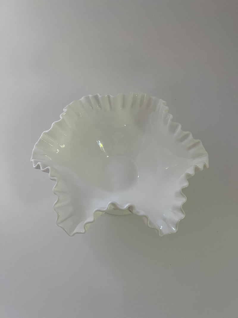 Vintage 'Fenton' Hobnail Milk Glass 'Ruffled' Bowl image 2