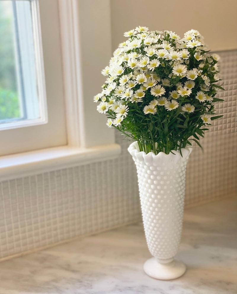 Vintage 'Fenton' Hobnail Vase in Milk Glass image 1