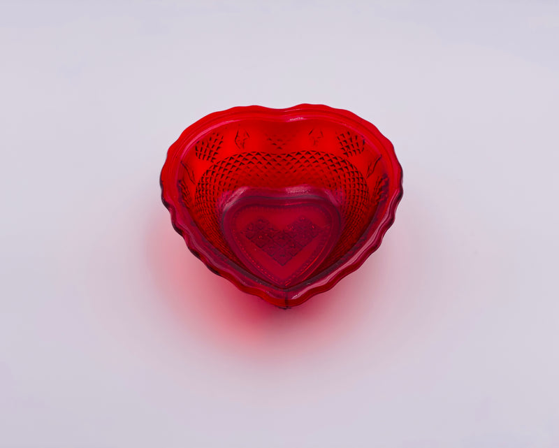 Vintage 'Diamond Point' Sweetheart Bowl in Ruby Red image 0