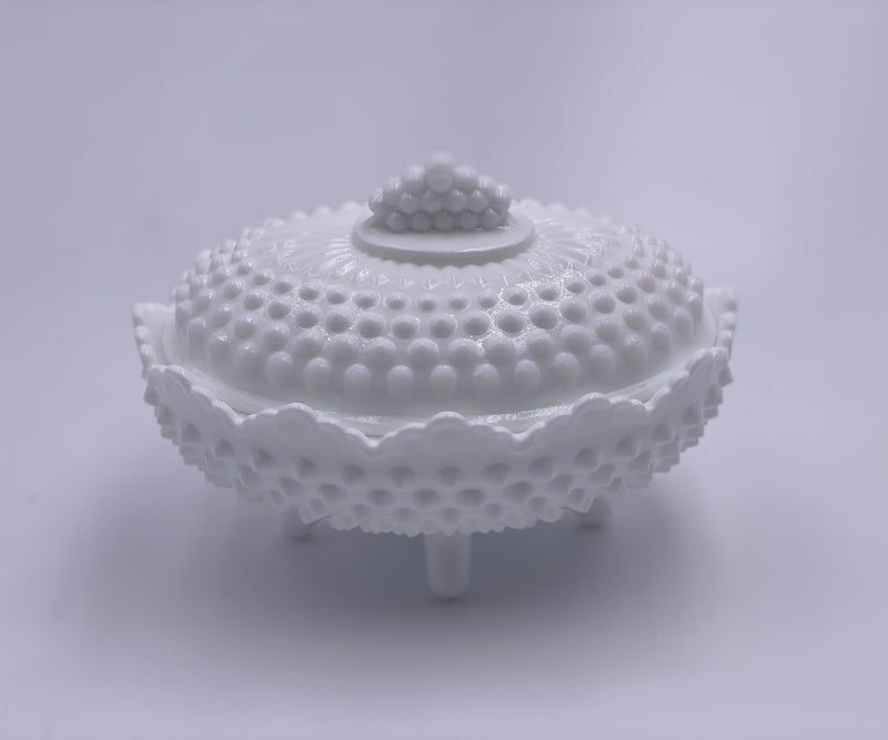 Vintage 'Hobnail' Candy Jar in 'Milk White' image 0