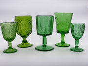 Vintage 'Moon & Stars' Avocado Green Goblet image 1