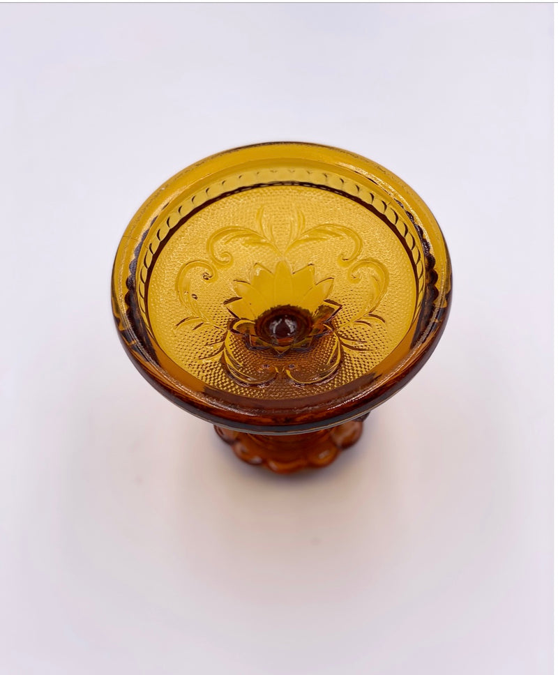 Vintage Glass Candlestick in 'Amber' image 3