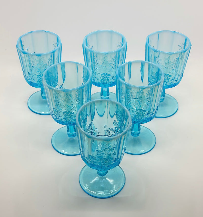 Vintage 'Panel Grape' Goblet in Light Blue Opalescent image 0