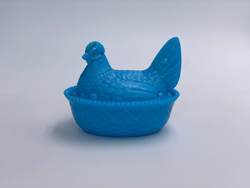 Vintage Westmoreland 'Hen on a Nest' in Opaque Blue image 0
