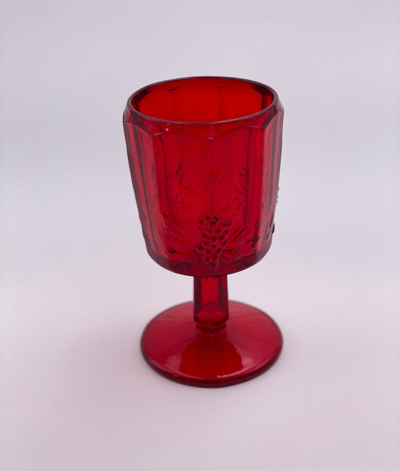Vintage 'Panel Grape' Ruby Red Goblet image 0