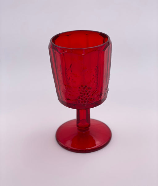 Vintage 'Panel Grape' Ruby Red Goblet image 0