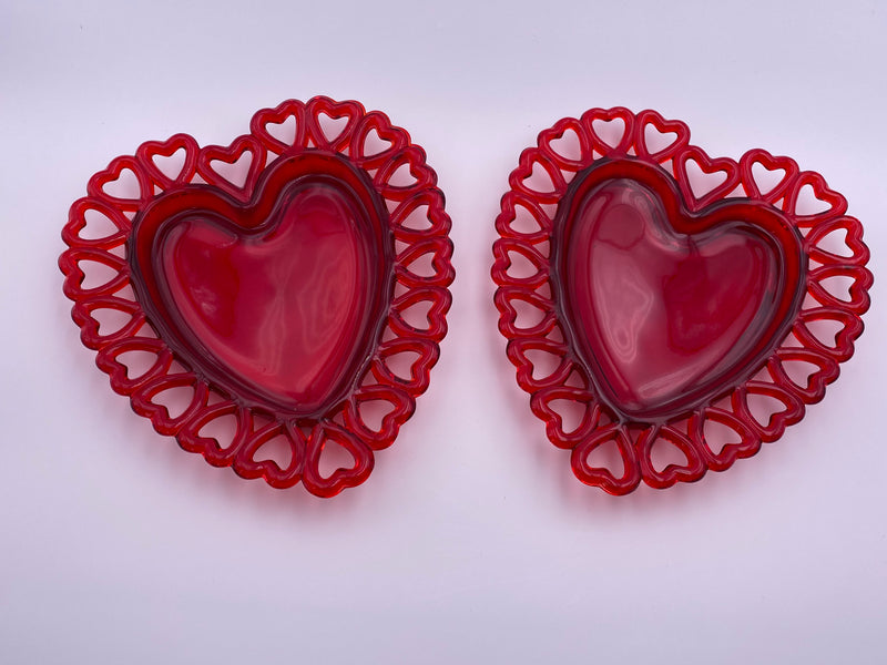 Vintage Westmoreland 'Heart' Plates in 'Ruby Red' image 0