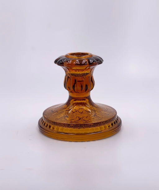 Vintage Glass Candlestick in 'Amber' image 0