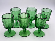 Vintage 'Panel Grape' Green Goblet image 1