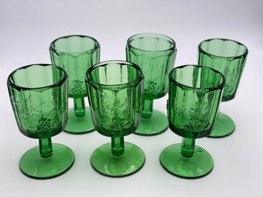 Vintage 'Panel Grape' Green Goblet image 1
