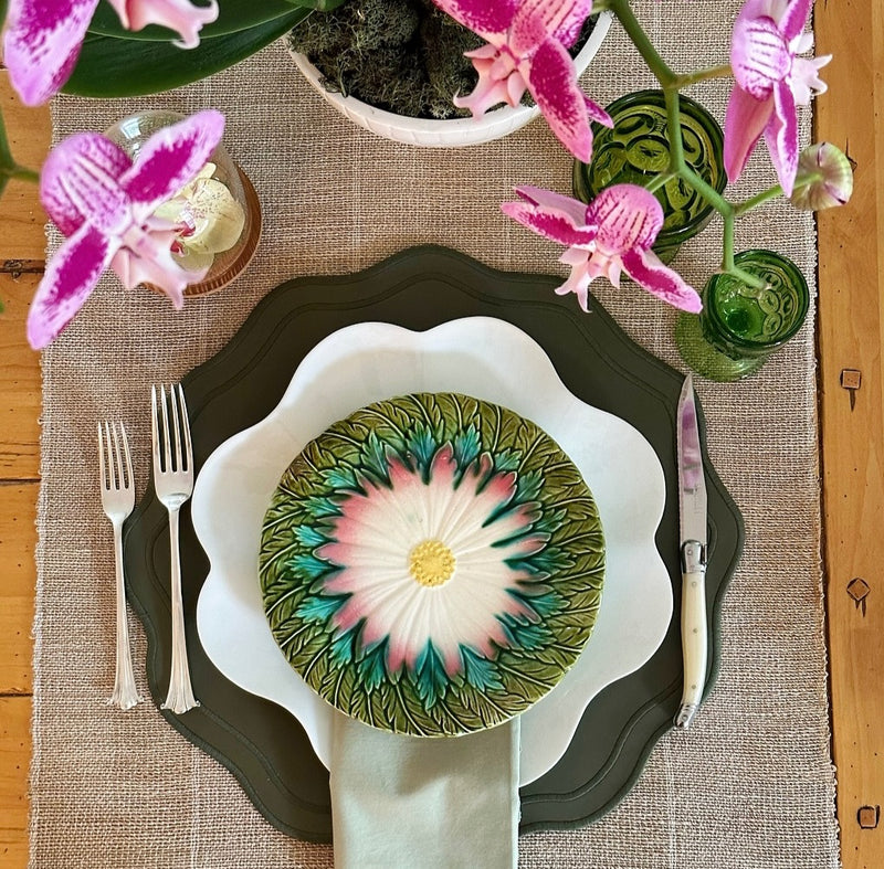 Set of Vintage French Majolica 'Flower' Plates (2) image 1