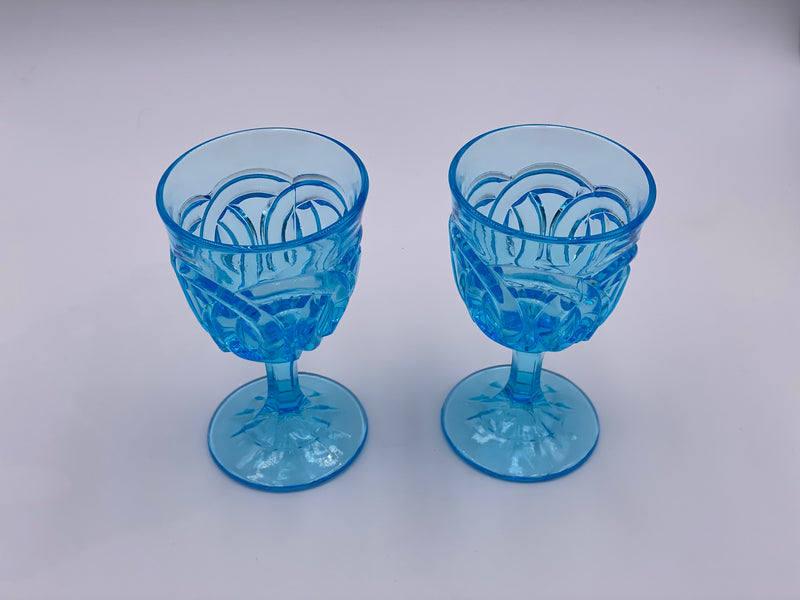 Vintage 'Double Wedding Ring' Light Blue Goblet image 1