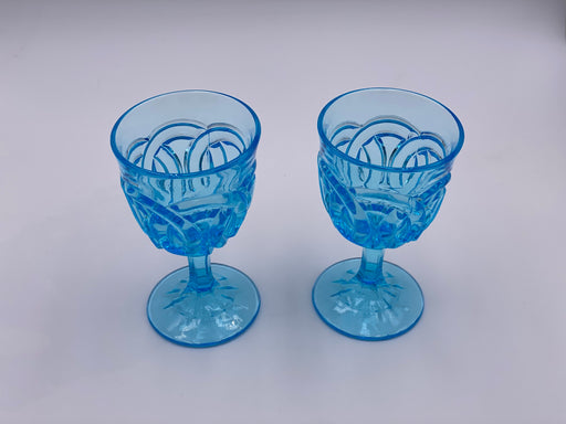 Vintage 'Double Wedding Ring' Light Blue Goblet image 1