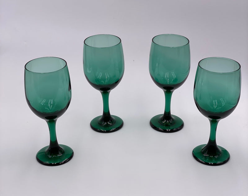 Vintage 'Libbey' Wine Glasses in 'Juniper Green' (Set of 4) image 0