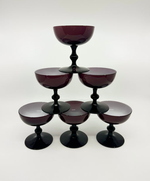 Vintage 'Murano Glass' Coupes in 'Amethyst' (Set of 7) image 0
