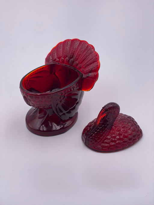 Vintage L.E. Smith 'Covered Turkey' in 'Cranberry' image 1