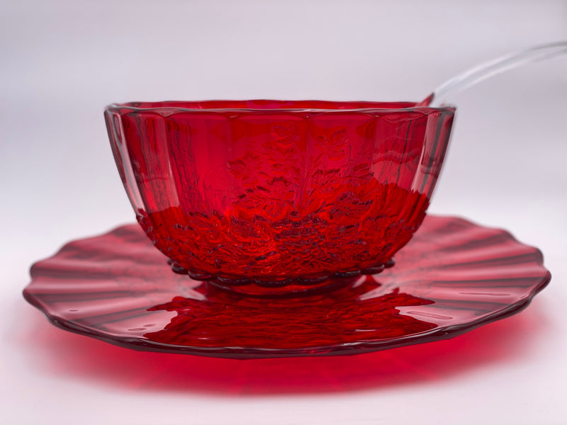Vintage 'Panel Grape' Punch Bowl Set in 'Ruby Red' image 3