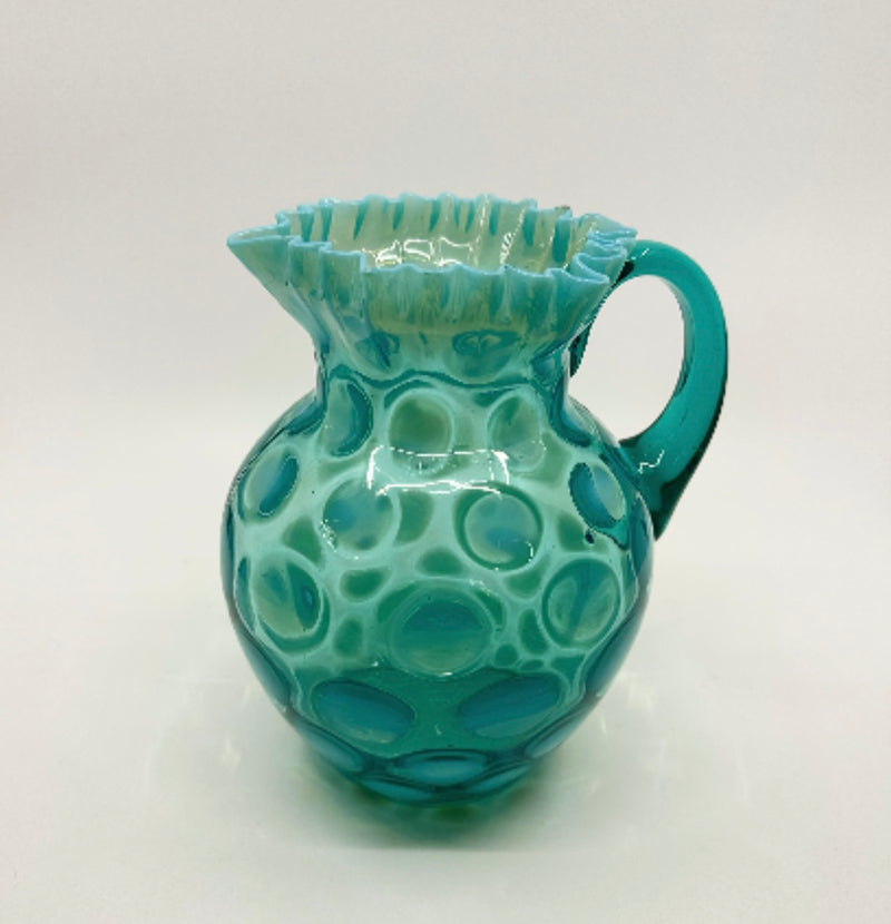 Vintage 'Coin Dot' Pitcher in 'Opalescent Blue' image 0