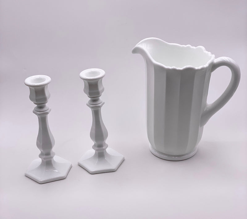 Mosser Glass 'Candlesticks' in 'Milk White' (Set of Two) image 1