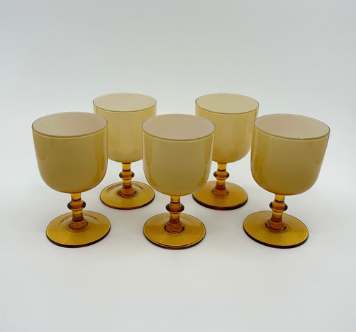 Vintage 'Murano' Wine Glasses in 'Butterscotch & Amber' (Set of Five) image 0